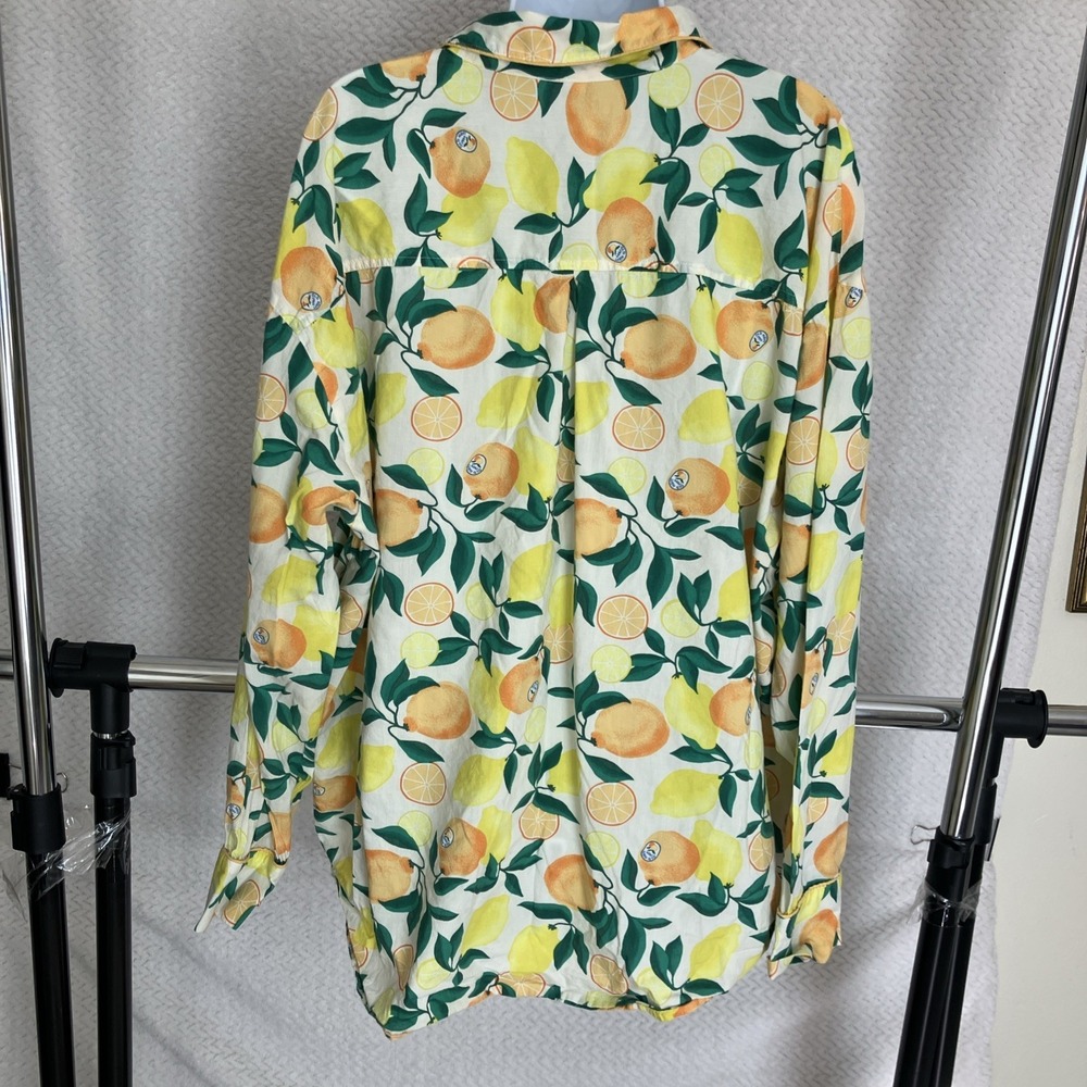 Old Navy Women Top XL Tall Citrus Fruit Button Up Lemon Lightweight Summer Vibes - Picture 2 of 10